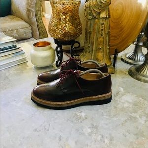 Clarks Womens Brown Leather Shoes Cushion Gait Mapping Size 9.5 M Lace Up